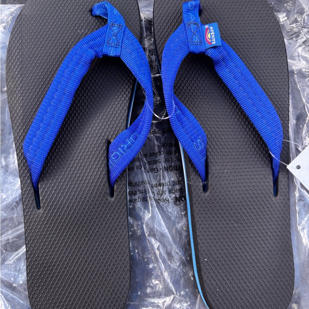 Rainbow Sandals Black with Blue Straps